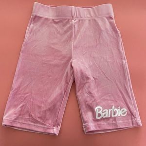 Barbie Pink Biker Shorts Velvet Velour